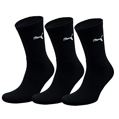 Puma Sports Socks - Calcetines de deporte para hombre, color negro, talla 43-46, 3 unidades