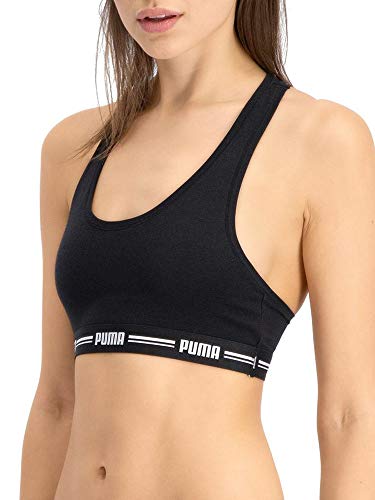 PUMA Women Racer Back Top 1P Hang Sujetador Deportivo, Black, M para Mujer