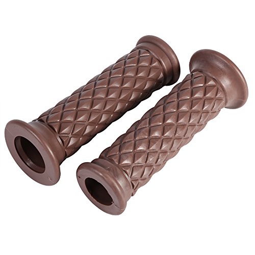 Puños Moto, Empuñaduras de Motocicleta, Empuñaduras Antideslizantes Empuñaduras de Carreras de Goma con Tapa de Extremo de Barra 7/8"22 mm 24 mm para la Mayoría de Motocicletas y Bicicletas (Marrón)