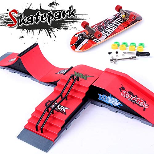 QNFY Mini Monopatín de Dedo Finger Skateboard con Juegos de Accesorios de Rampa Diapasón de Juguete Ultimate Parks Training Props Regalo de Cumpleaños para Niños (C)