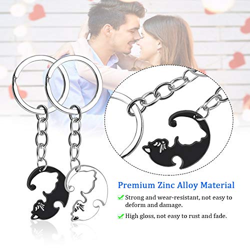 QUCUMER Par de Llaveros Dobles para Parejas Llavero Gatos Yin Yang Llaveros para Novios Llaveros de Amor y Amistad Llaveros Dia de Los Enamorados Llavero para Dos para El 14 de Febrero para Compartir