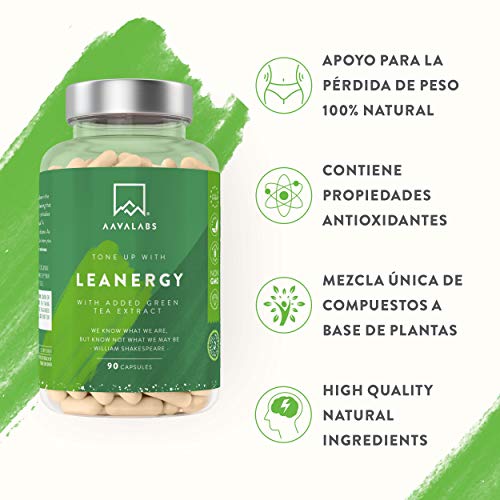 Quemagrasas Potente - Apoya a la perdida de peso + Acelerador Metabolismo - Termogenico natural con Extracto de Te Verde, Extracto de Café Verde y Garcinia Cambogia - 95% Polifenoles - 90 Cápsulas