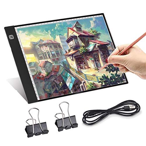 Queta Tableta de dibujo LED A4, luminosa, con 3 niveles de regulación de brillo, con cable USB, muy adecuado para diseñar, dibujar y esbozar animaciones.