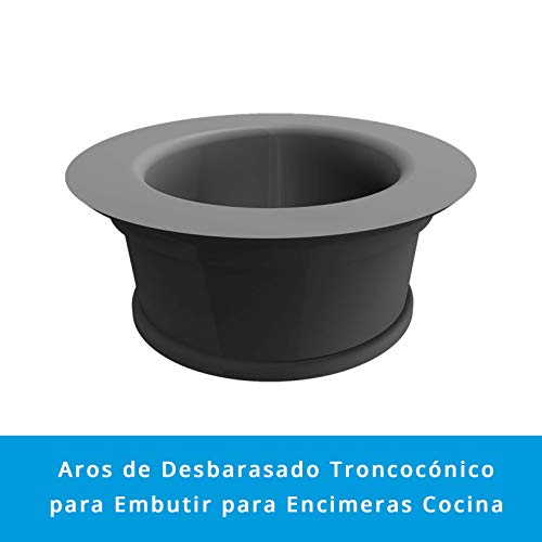 QUICKWARE Aro Desbarazado para Tolva de 250mm Ø · para Encimeras de Cocina Industriales · Aro de Goma Troncónico para para Tirar Restos de Basura sobre encimera de 232 Ø