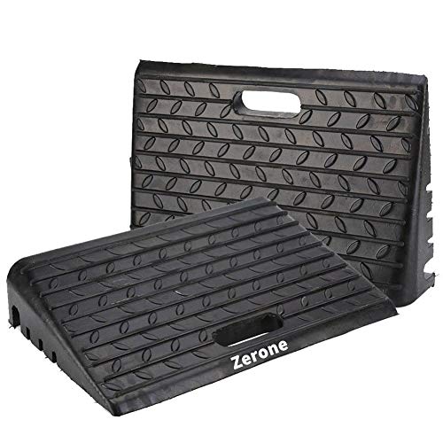 Rampa de Goma para Bordillos, 2 Piezas Rampas con Antideslizante Banda de Rodadura para Coche, Caravana, Barco y Silla de Ruedas, 485 x 300 x 95 mm