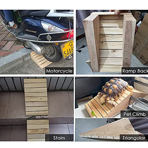 Rampas de Acera de Madera Maciza de 90 X 25 X 9 Cm para El Hogar, Rampa de Umbral Portátil, Antideformación, Almohadilla de Escalones para Scooter, Bicicleta, Motocicleta, Movilidad en Silla de Rued