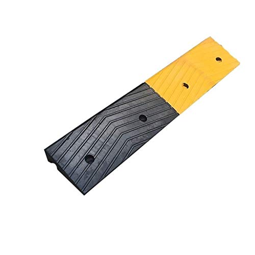 Rampas de pendiente para motocicleta, rampas estables para vehículos portátiles Rampas de servicio portátiles para exteriores Rampas de umbral de goma negra y amarilla (tamaño 100 * 17 * 6,5 cm) (100