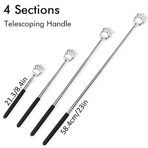 Rascador de espalda, back scratcher, pinza de oso telescópica masajeador de cuero cabelludo con asas de goma suave, telescopio extensible, rascador de espalda, elimina picazón de espalda(negro)