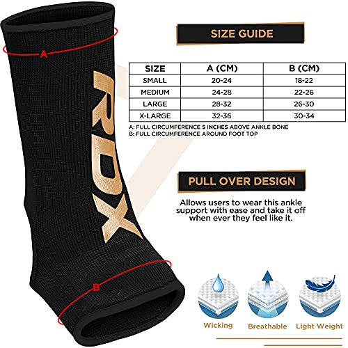 RDX Tobillera Soporte MMA, Compresión Elástica Esguince Protección, Tobillo Deportivas Estabilizadoras, Kick Boxing Fitness Gym Boxeo Muay Thai Baloncesto Tobillos Ankle Brace Guardia, Hombres Mujeres