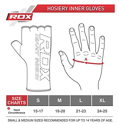 RDX Vendas Boxeo Guantes Interiores, Elástico Cinta Mano Muñeca Soporte, Vendaje Envolturas Protector Wraps, Muay Thai MMA Kick Boxing Artes Marciales Entrenamiento Puñetazos Gimnasio, Hombre Mujere