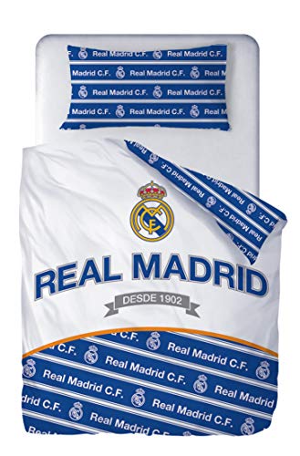 Real Madrid Juego de Cama 100% Algodón Funda Nórdica + Funda Almohada Fútbol RM181180