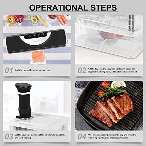 Recipiente Sous Vide 7 en 1 Sous Vide Contenedor con Tapa y Estante Personalizados para Adaptarse a la mayoría de Las Sous Vide Roner Cocina, Multifunción 12L