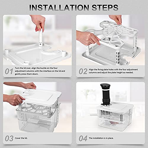 Recipiente Sous Vide 7 en 1 Sous Vide Contenedor con Tapa y Estante Personalizados para Adaptarse a la mayoría de Las Sous Vide Roner Cocina, Multifunción 12L