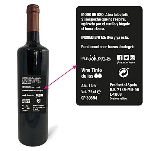 Regalo original. 2 Botellas de vino tinto Cuñado molas un huevo. 75cl.