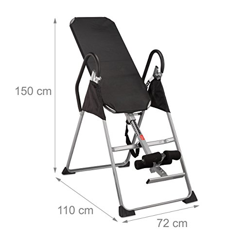 Relaxdays Tabla Inversora para Espalda Plegable, Fitness, Negro, 65 x 140 cm