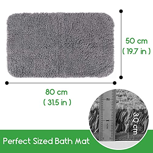 RenFox Alfombra de Baño de Microfibra Esponjosa Alfombra Baño Absorbente y Antideslizante Suave Alfombra de Ducha Lavable a Máquina 50x80x3cm (Gris Oscuro)