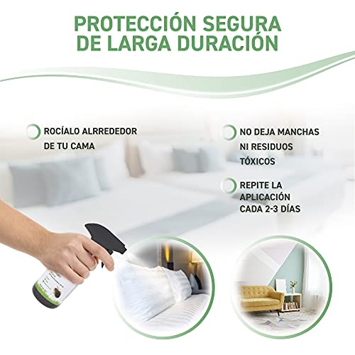 RepellShield Spray Antiacaros Colchón, Alfombras y Sofás - Spray Anti Acaros, Chinches y Más - Alternativa Ecológica a Bomba de Humo y Bomba Insecticida Insectos - Ahuyentador Chinches de Cama, 250ml