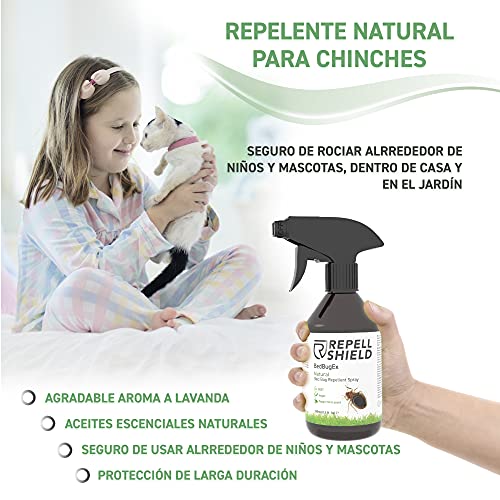 RepellShield Spray Antiacaros Colchón, Alfombras y Sofás - Spray Anti Acaros, Chinches y Más - Alternativa Ecológica a Bomba de Humo y Bomba Insecticida Insectos - Ahuyentador Chinches de Cama, 250ml