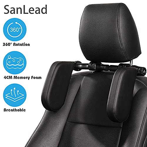 Reposacabezas Coche,SanLead Espuma Viscoelástica de 4 CM,Reposacabezas Coche Niño, Cojín en Forma de U Giratorio de 360 ​​°, Desmontable para un Diseño Ergonómico,Jetcar Reposacabezas