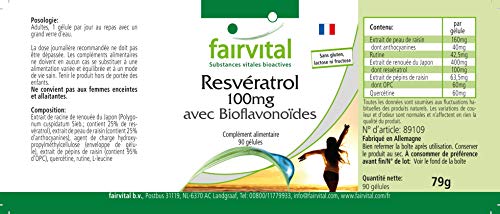 Resveratrol 100mg - Complejo antoxidante - Resveratrol + Quercetina + OPC y Rutina - 90 cápsulas - Calidad Alemana