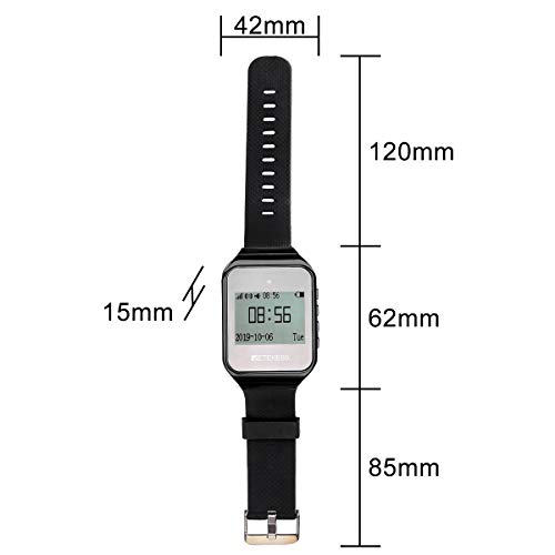 Retekess TD108 Sistema de Llamadas 72H Camarero Reloj Receptor Portugués Inglés Recargable en el Hotel Cafetería Hospital Mesa al Aire Libre Habitación Privada