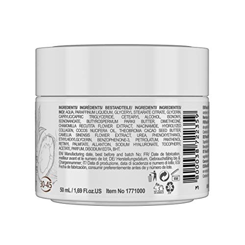 RevitaLAB - Crema hidratante antiarrugas de día y de noche con colágeno enriquecida con ácido hialurónico, superalimentos, vitaminas y un filtro UVA/UVB, franja de edad 30-45, 50 ml