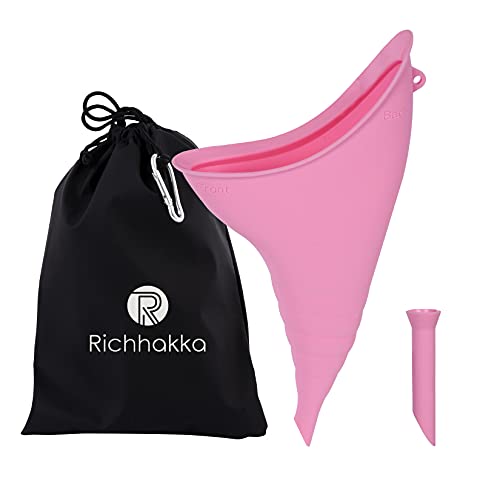 Richhakka Orinal de Viaje para Mujer, orinador de Viaje y Embudo para Mujer, Bolsa discreta para Camping, Senderismo, Actividades al Aire Libre (01-Rosado)