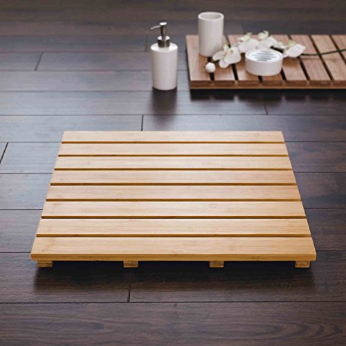 Ridder 21105211 Grating - Alfombra de baño de Madera (52 x 52 cm), Color marrón Claro