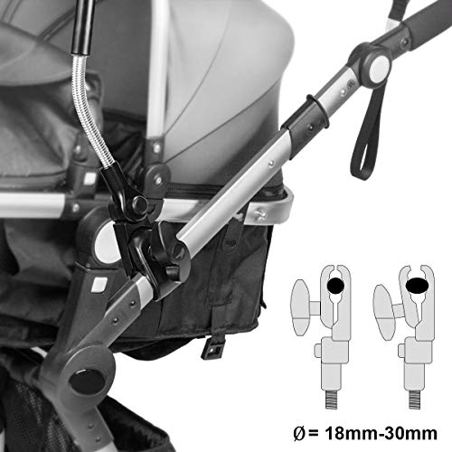 RIOGOO Cochecito Sombrilla Paraguas Forma Irregular Universal 50+ UV Para Bebés e Infantes Protección Solar Paraguas con Mango de Paraguas para Cochecito, Cochecito, Cochecito y Cochecito-Gris