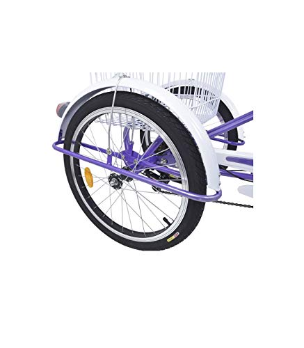 Riscko Triciclo para Adultos con 2 Cestas, 6 Velocidades, Asiento Y Manillar Ajustable Mod. Bep-14 Blanco Sin Montaje