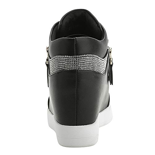 rismart Mujer Cuña Plataforma Botín Elegante Deportivos Zapatillas Zapatos SN15018(Negro,38 EU)