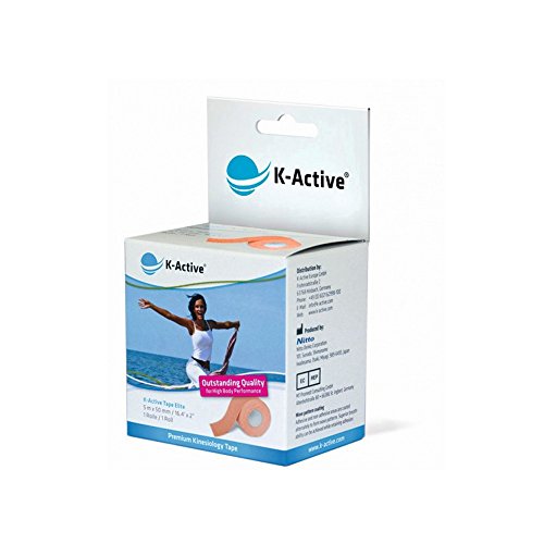 Rodillo de Kinesiologie k-active Elite Beige con stratagel® Plus tecnología adhesiva, resistente al agua y hipoalergénico, 50 mm x 5 m