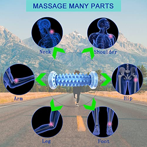 Rodillo de masaje de pies + talonera para la fascitis plantar, el alivio de los espolones del talón y el dolor de arco y la relajación de los músculos a través de la reflexología.