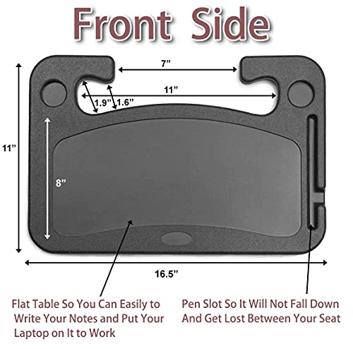 Roogeld Mesa De Volante, Bandeja De Volante De Coche Y Soporte Para Asiento De Vehículo, Portátil, Bandeja De Comida Para Comer, Gran Regalo Para Viajeros Constantes