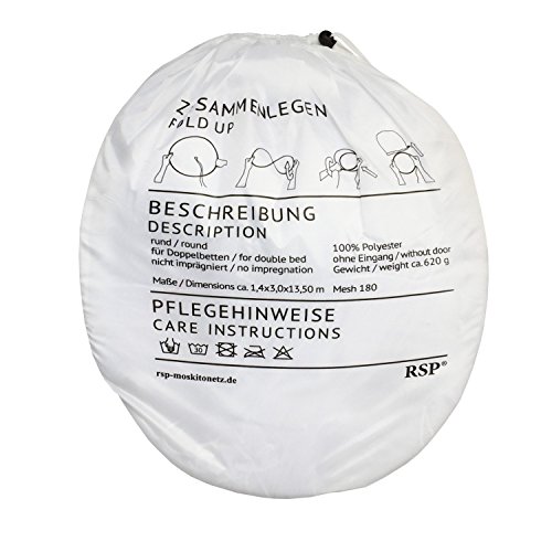 RSP Mosquitera XXL para camas dobles, 15,5 m de circunferencia, 3 m de altura, color blanco