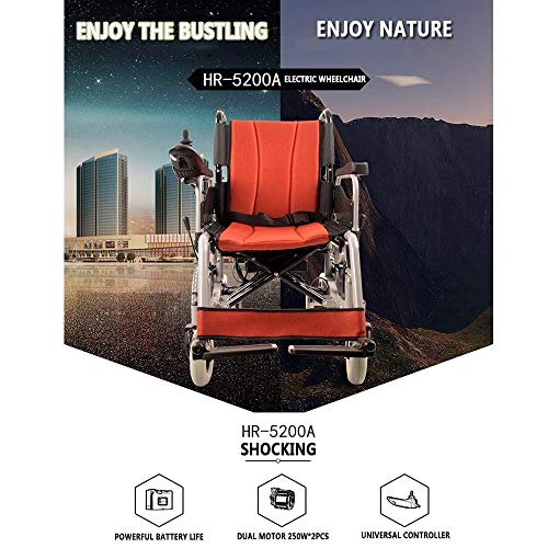 RTYUIO Sillas de Ruedas eléctricas, Silla de Ruedas eléctrica Multifuncional Silla de Ruedas Auxiliar compacta Scooter de Viaje portátil Plegable Motor Doble Tres Modos Ajustables