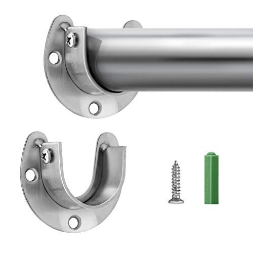 Ruesious Set de 2 soportes ajustables,Soporte para barra de armario, para barra de armario,soportes para barra de cortina de ducha de armario