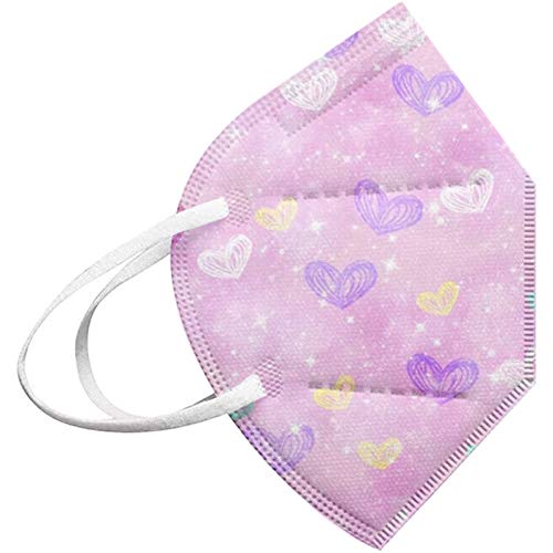 RUITOTP 10/25/50/100 Unidades Unisex Niños Desechables Infantil de Filtro de Elásticos Bufanda Moda Universal 5 Capa Elástico Earloop Neckerchief Chal Bandanas para 2-10 años-Amor Púrpura (25 Piezas)