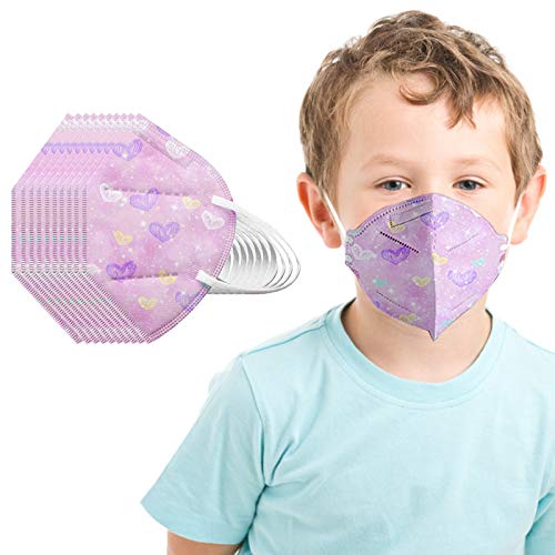 RUITOTP 10/25/50/100 Unidades Unisex Niños Desechables Infantil de Filtro de Elásticos Bufanda Moda Universal 5 Capa Elástico Earloop Neckerchief Chal Bandanas para 2-10 años-Amor Púrpura (25 Piezas)