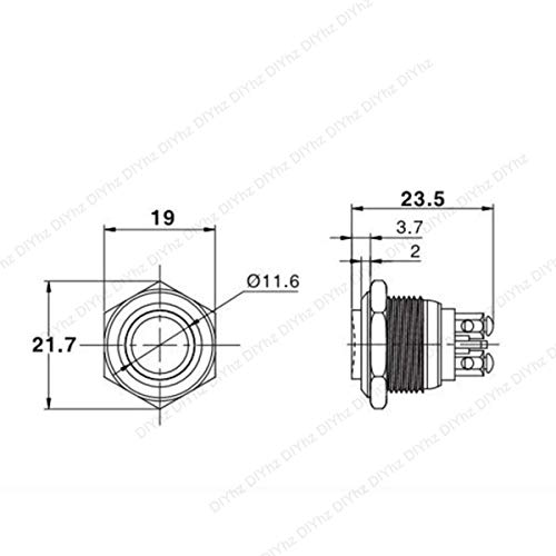 RUNCCI-YUN 3 pcs Pulsador 12v Momentáneo,16 MM Pulsador Momentáneo, Interruptor De Botón De Metal, Redondo Interruptor De Botón, para carros RV Truck Boat Interruptor de botón de arranque