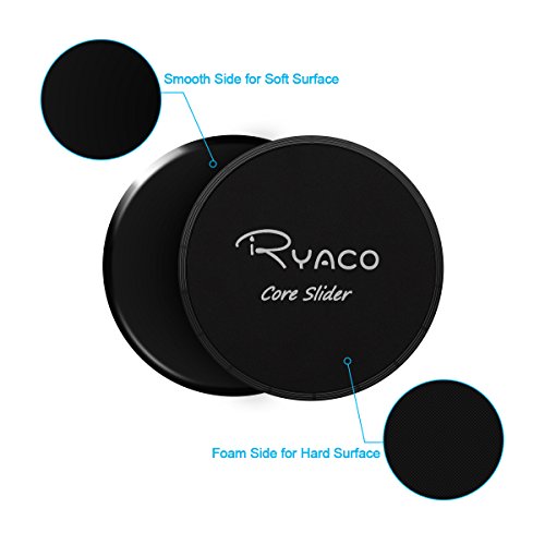 Ryaco 2X Discos Deslizantes para Fitness Abdominales con Bolsa de Transporte –Discos Doble Cara Deslizantes para Hogar, Yoga, Fitness, Pilates, Ejercicios de Cuerpo – Moquetas y Solería, Negro