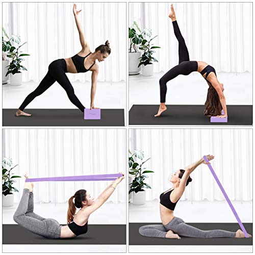 RYACO Juego de 2 Bloques de Yoga Con Correa de Yoga, Espuma de Eva Antideslizante de Alta Densidad, con Soporte para el Bloque de Yoga, para Yoga, Pilates, Ejercicio, Entrenamiento, Fitness y Gimnasio