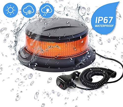 Ryme Automotive - Rotativo LED Homologado R65, Ambar Señalización Advertencia, Alta Visibilidad, Luz Emergencia Tractor, vehículo Agrícola, Grúa, transporte Especial, Homologado R65