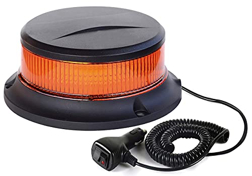 Ryme Automotive - Rotativo LED Homologado R65, Ambar Señalización Advertencia, Alta Visibilidad, Luz Emergencia Tractor, vehículo Agrícola, Grúa, transporte Especial, Homologado R65