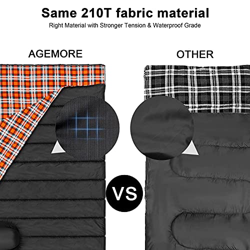 Saco de Dormir Doble de Franela de algodón para Camping, Senderismo o Senderismo. Saco de Dormir Impermeable para 2 Personas, para Adultos o Adolescentes. Camión, Tienda de campaña o Saco de Dormir