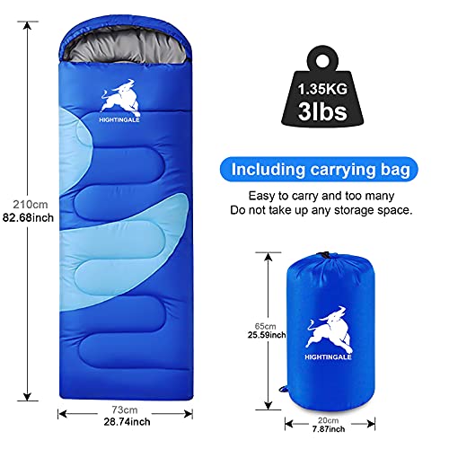 Saco de Dormir para Camping, 3 Estaciones, Impermeable, Ligero, con Bolsa de compresión, Ultraligero y Compacto, Ideal para Senderismo, Senderismo y Camping