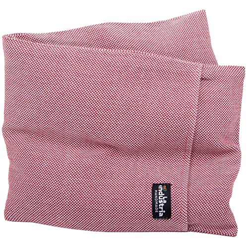 Saco térmico para calentar en microondas - Cojín con semillas de trigo - Almohada con funda lavable para termoterapia frío/calor (Rojo Grande, Sin aroma)