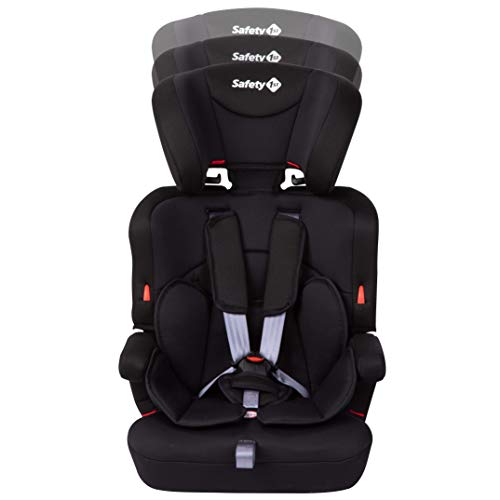 Safety 1st Ever Safe Plus Silla Coche Grupo 1 2 3, Crece con el Niño 9 meses - 12 años (9-36 kg), Con Cojín Reductor Extraíble, Full Black (negro)