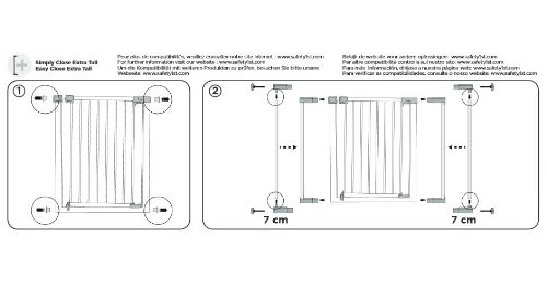 Safety 1st Extensión para Easy Close Metal y Auto Close, Extensión de 28 cm para barrera de seguridad metálica, Color blanco