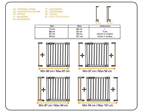 Safety 1st Flat Step Barrera escalera para bebés, niños y perros, Puerta de seguridad con Barra inferior muy delgada reduce el riesgo de tropiezos, color blanco